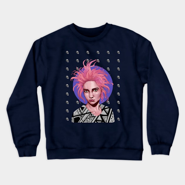 Pink-haired girl Crewneck Sweatshirt by wildcard24